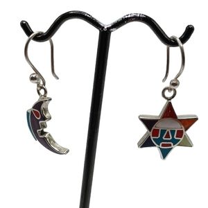 Peruvian Earrings in Silver Law 950 Inca Andean Marriage